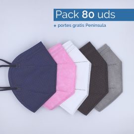 Pack 80 Unidades · Mascarilla autofiltrante FFP2 5 capas, Desechable, Alta Calidad (0,76 € + iva/ud)